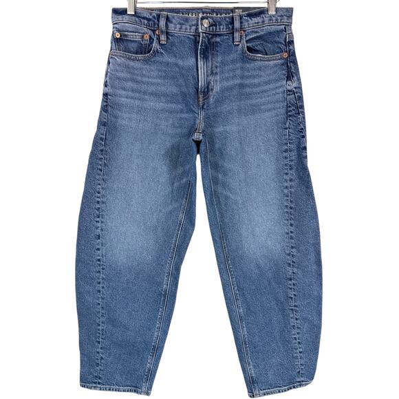 NWT American Eagle Stretch Barrel Jeans Mid-Rise Tinted Medium Sz 4 R - Picture 4 of 15
